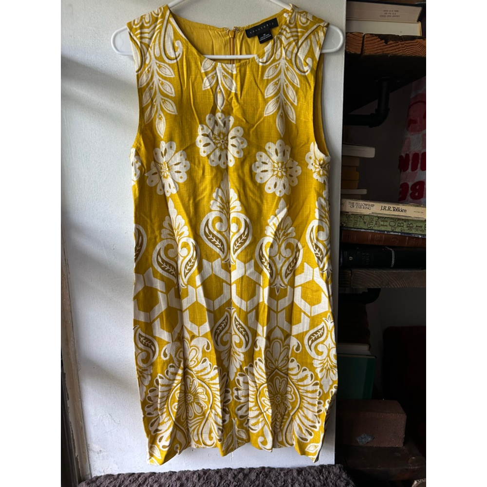 Women's Sanctuary Dress Size M Yellow White Print Sleeveless - Picture 3 of 6